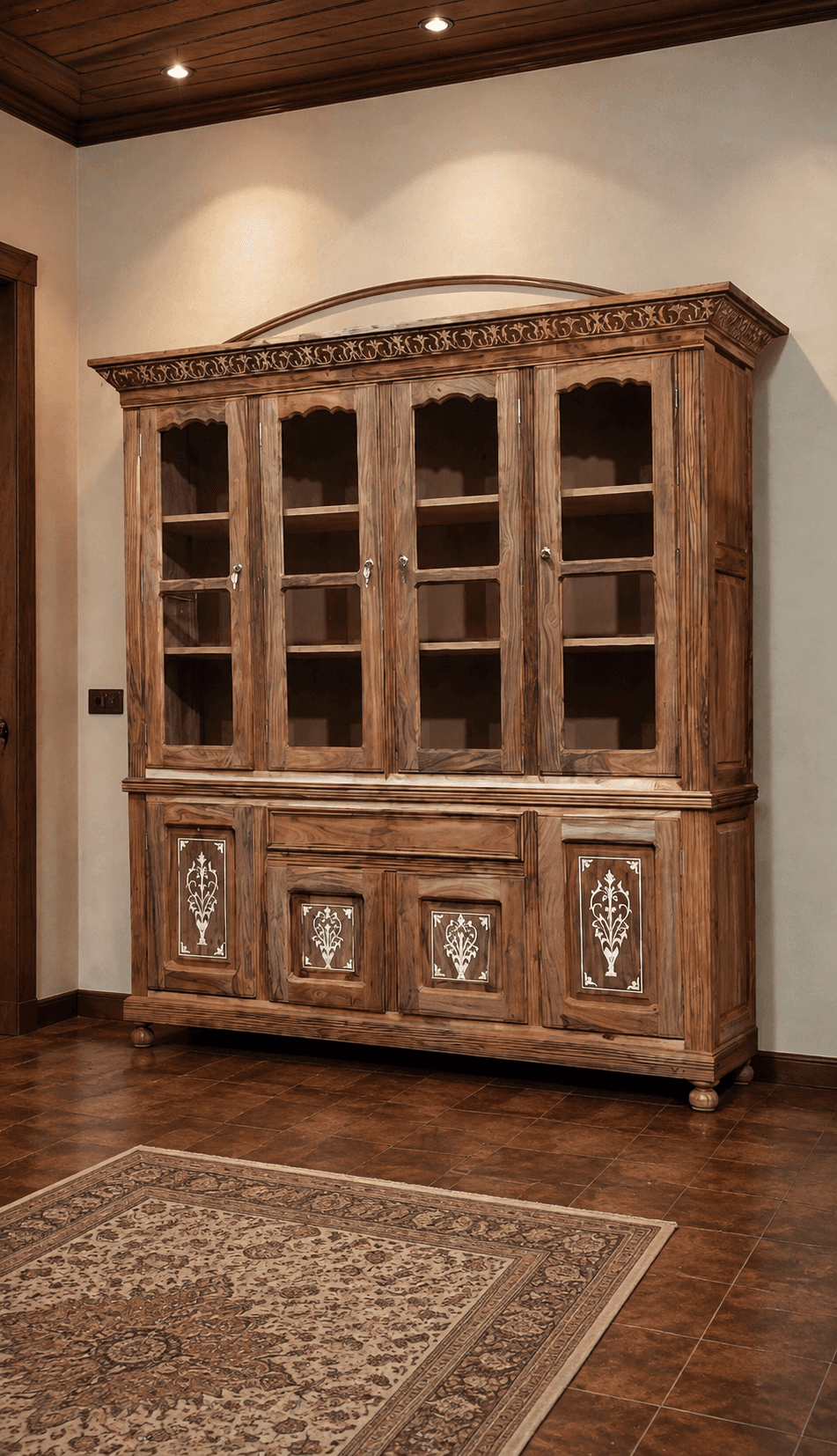 Hand-Carved Pure Teak Wood Almirah — Chinioti furniture