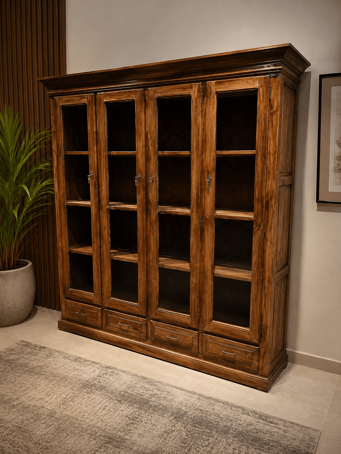 Hand-Carved Pure Teak Wood Almirah — Chinioti furniture