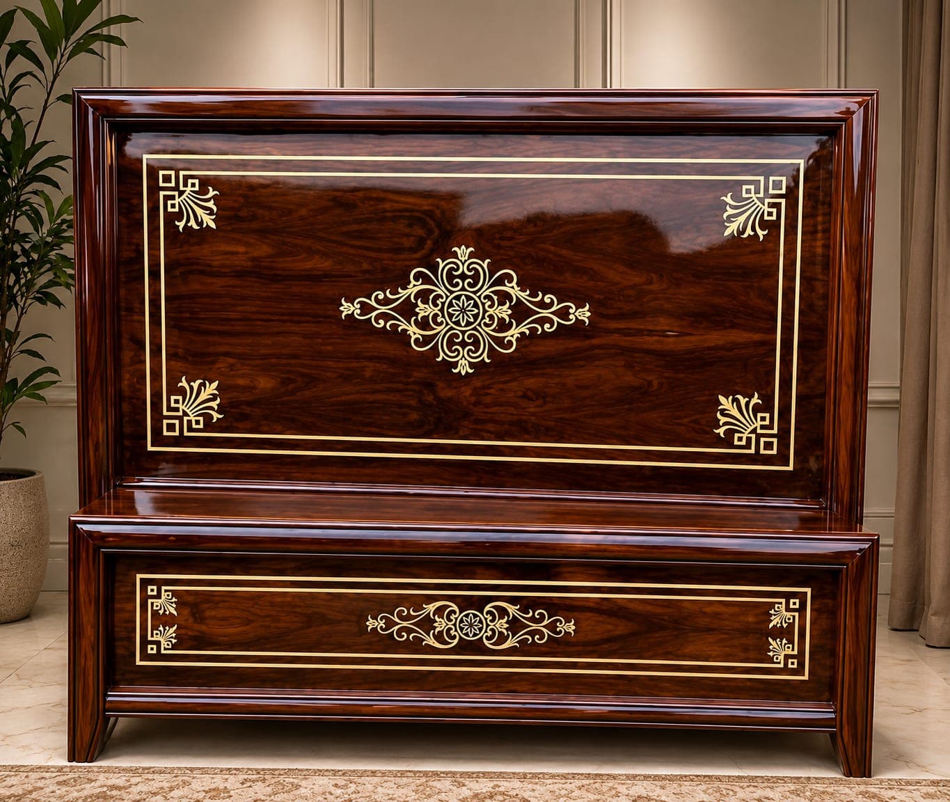 Pure Teak Wood Hand-Carved King Size Bed — Chinioti furniture
