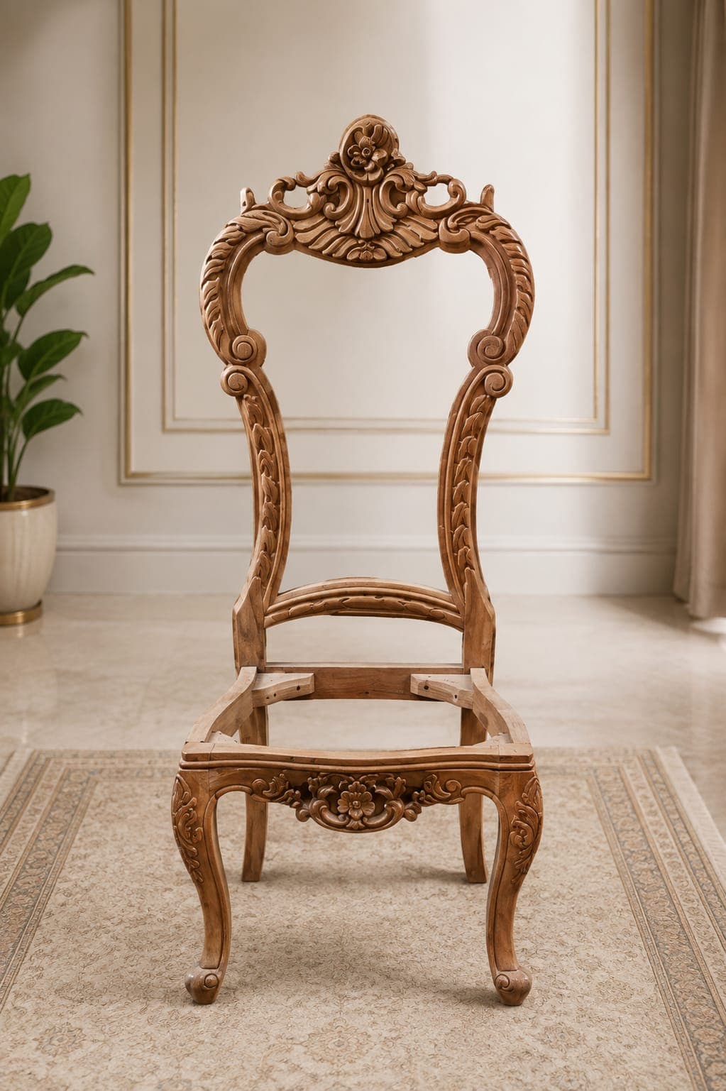 Royal carved wood dining chair — Chinioti furniture
